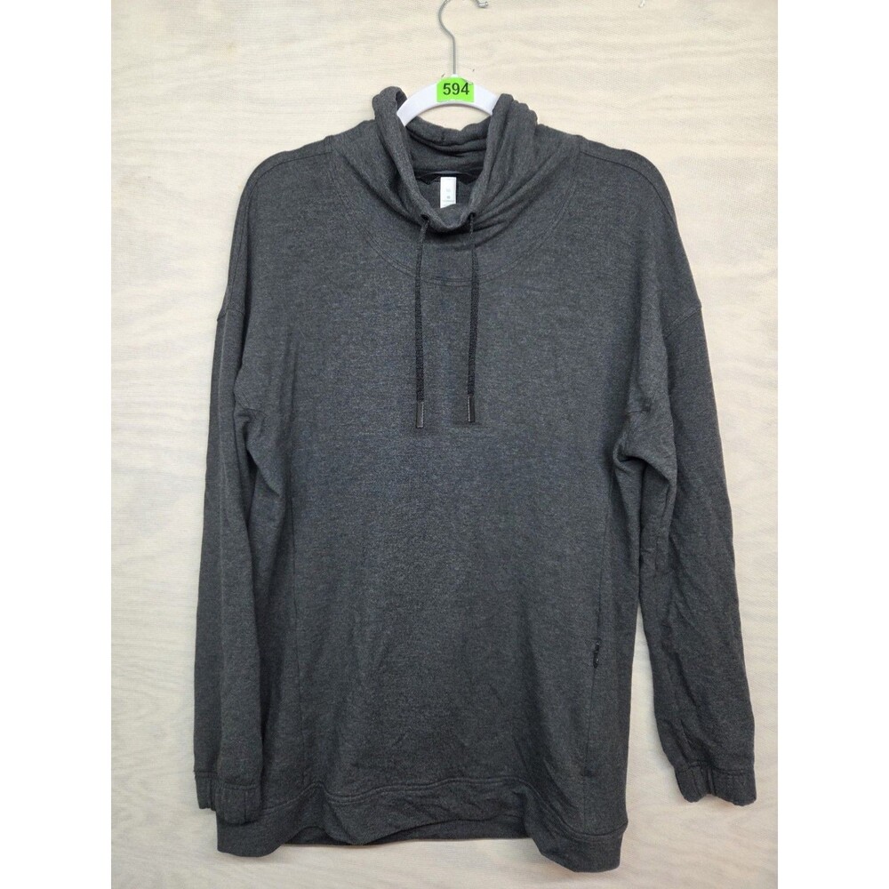 Lululemon Women's SZ 10 Twisted And Tucked Long Sleeve Mock Neck Gray Drawstring